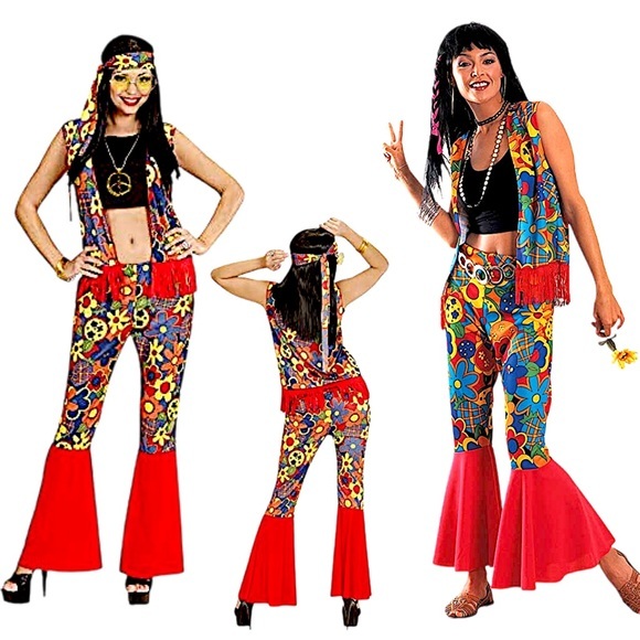HIPPIE FLOWER POWER COSTUME - Picture 1 of 14